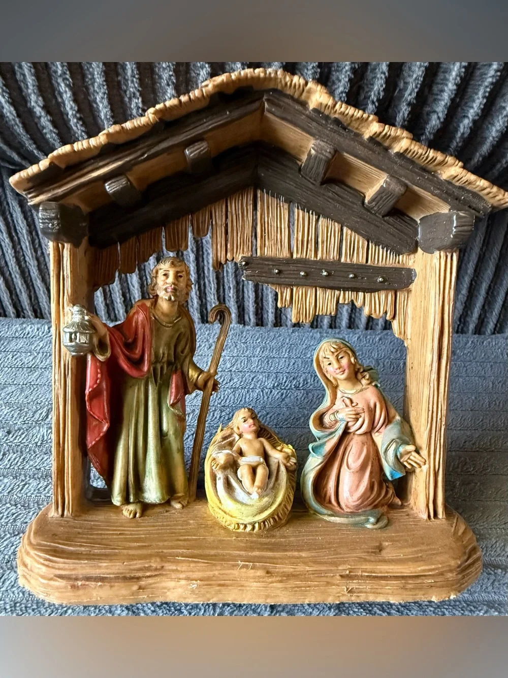 Vintage Italy Mini Nativity Scene Holy Family Mary Joseph Baby Jesus Manger